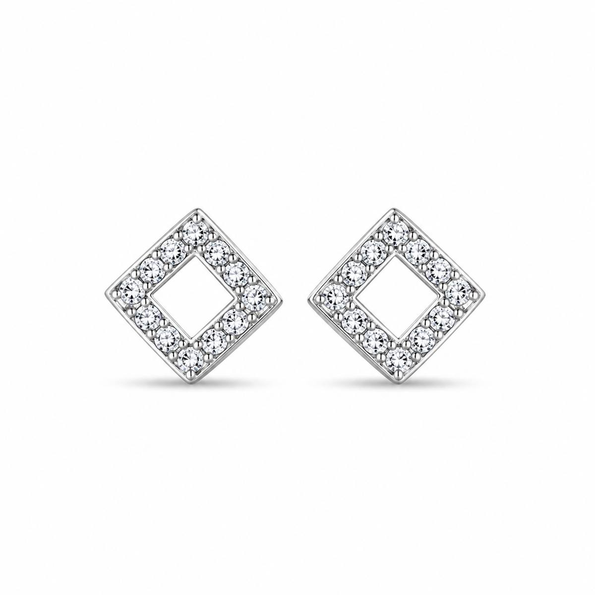 Open Square Stud Earrings – 925 Silver