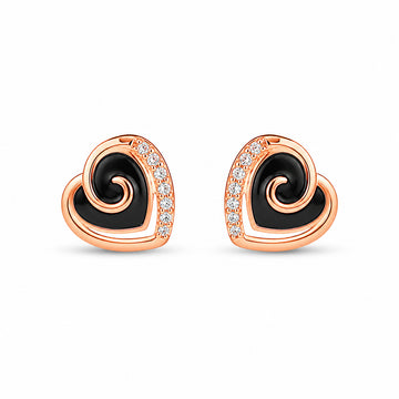 Swirl Heart Enamel Stud Earrings – 925 Silver