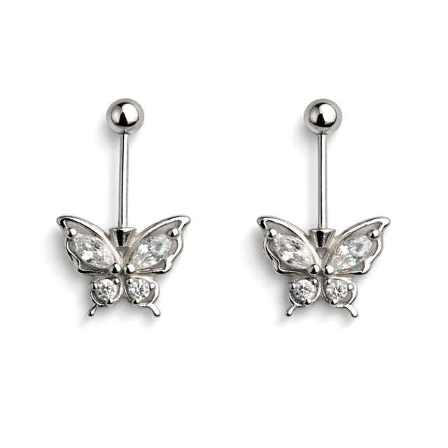Butterfly Helix Piercing in 925 sterling silver with CZ stones