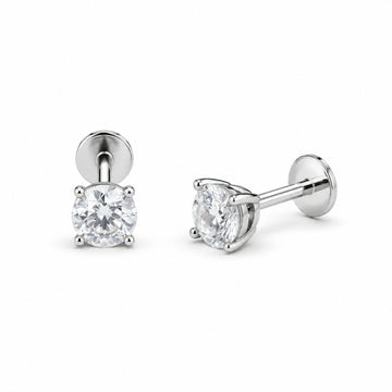 Moissanite Solitaire Stud Earrings | 925 Silver | 5mm White | Flatback | Ruaab