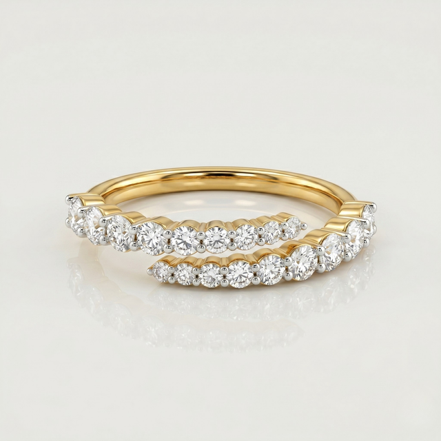 Curve Glow lab grown diamond ring in yellow gold by Ruaab