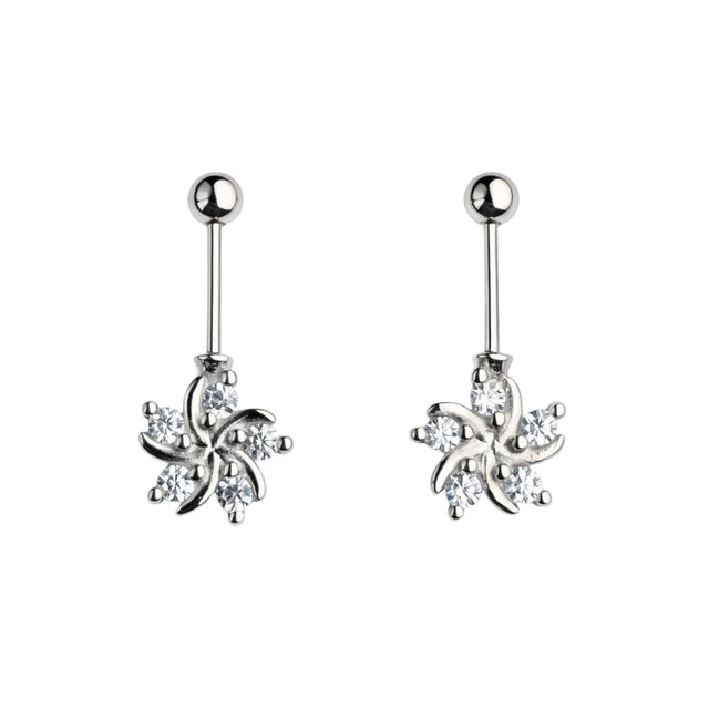 Star Pinwheel Helix Piercing in 925 sterling silver with CZ stones
