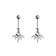 Crystal Bloom helix piercing stud in 925 silver