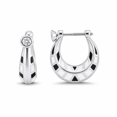 Monochrome Flux Hoop Earrings – 925 Silver
