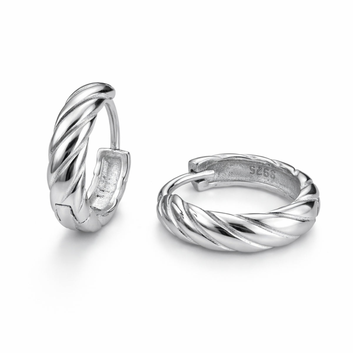 Cable Twist Huggie Hoops – 925 Silver