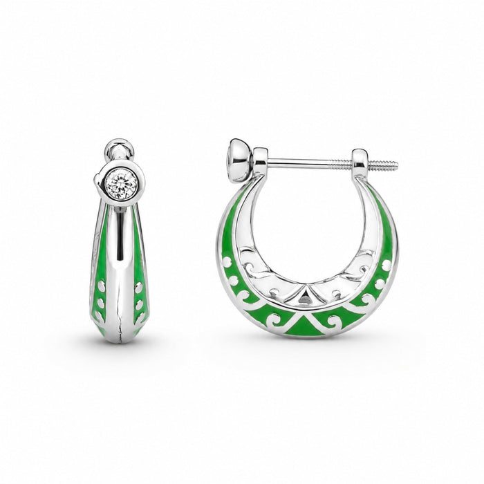 Emerald Crest hoop earrings in 925 silver
