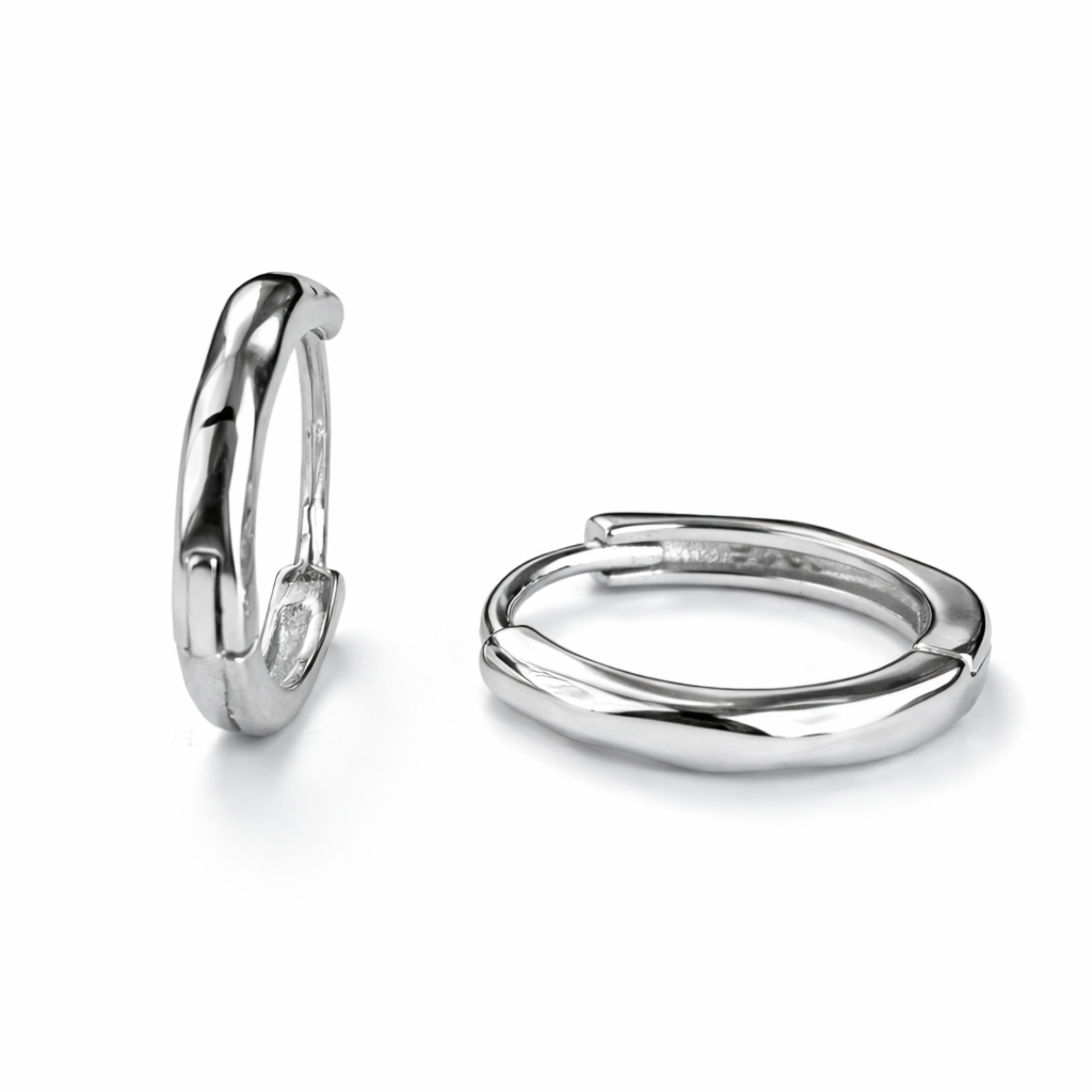 RUAAB Fine Plain slim 925 sterling silver huggie hoop earrings (bali), unisex