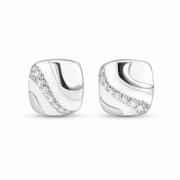 RUAAB Wave cushion enamel stud earrings in 925 sterling silver with pavé CZ