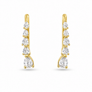 RUAAB Aria graduated gold-finish 925 silver ear climber with round CZ and pear drop