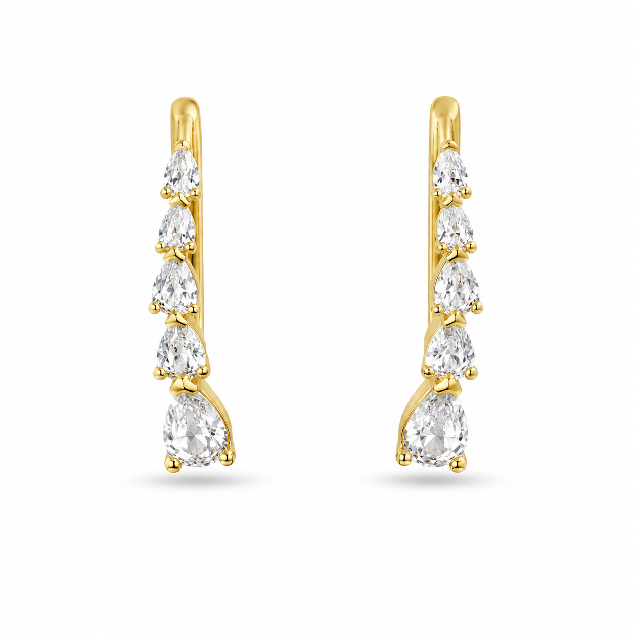 RUAAB Aria graduated gold-finish 925 silver ear climber with round CZ and pear drop