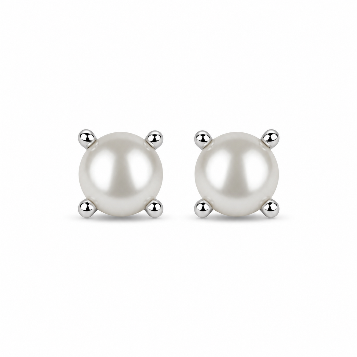 Pearl Stud Earrings – 925 Silver