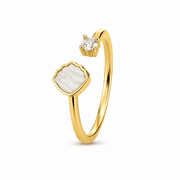 RUAAB Scallop Shell adjustable ring in 925 sterling silver with mother-of-pearl and CZ
