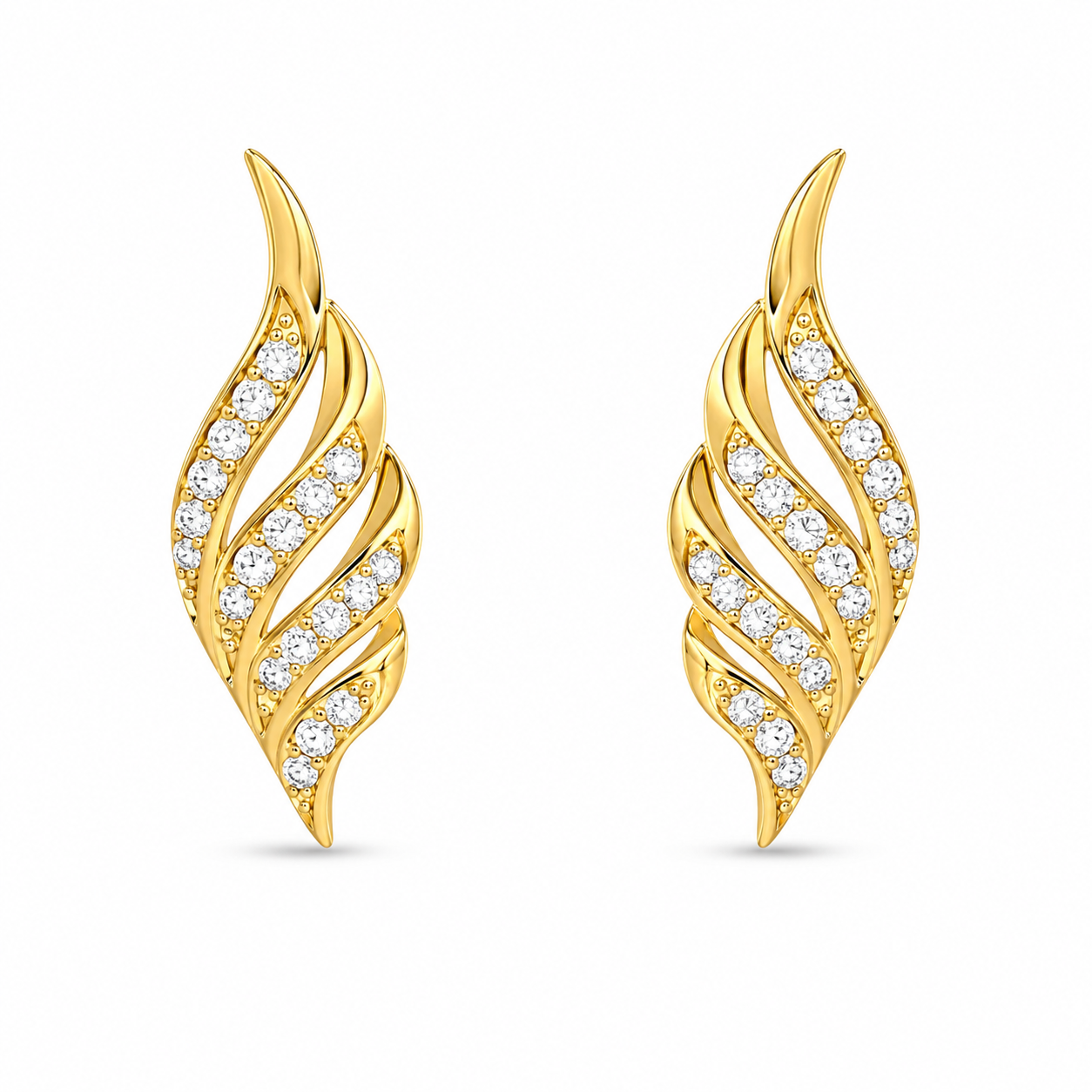 RUAAB Seraph Wing gold-finish 925 silver angel wing ear cuff with pavé CZ