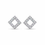 RUAAB Open Square CZ 925 sterling silver stud earrings for women