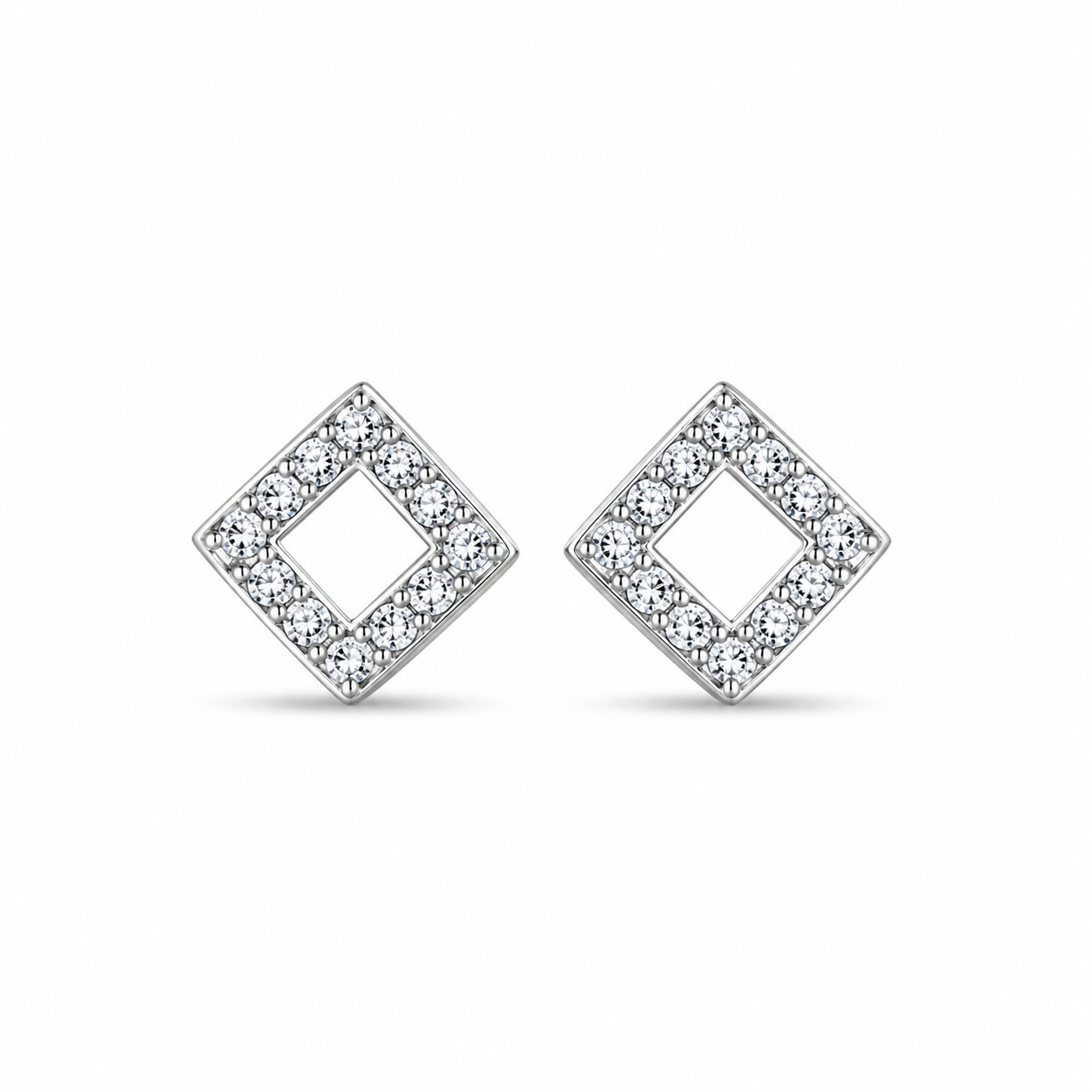 RUAAB Open Square CZ 925 sterling silver stud earrings for women