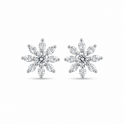 RUAAB Snowflake marquise CZ 925 sterling silver flower stud earrings for women