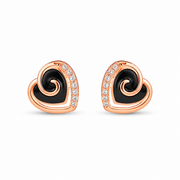 RUAAB Swirl heart enamel stud earrings in 925 sterling silver with pavé CZ