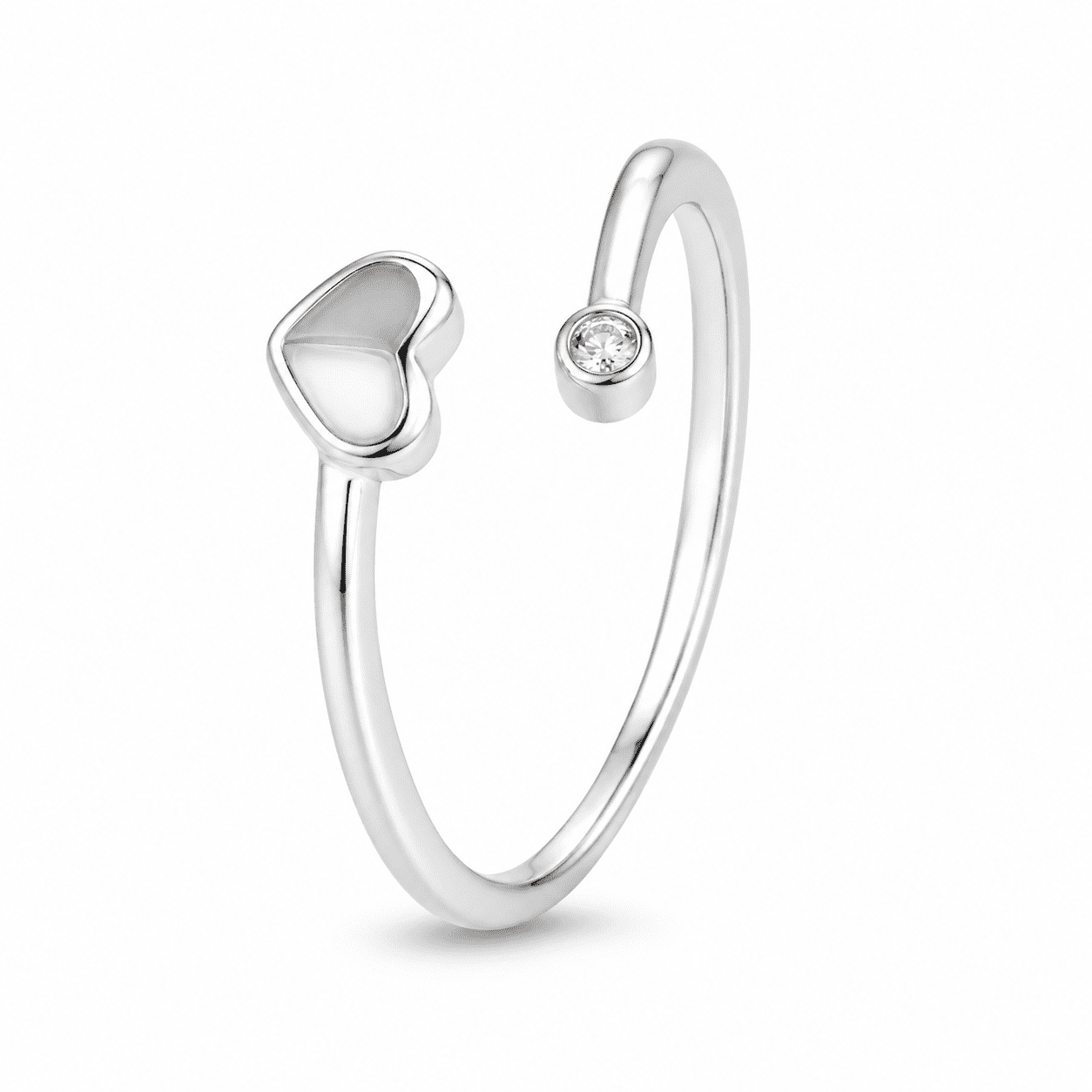 RUAAB Heart adjustable ring in 925 sterling silver with CZ
