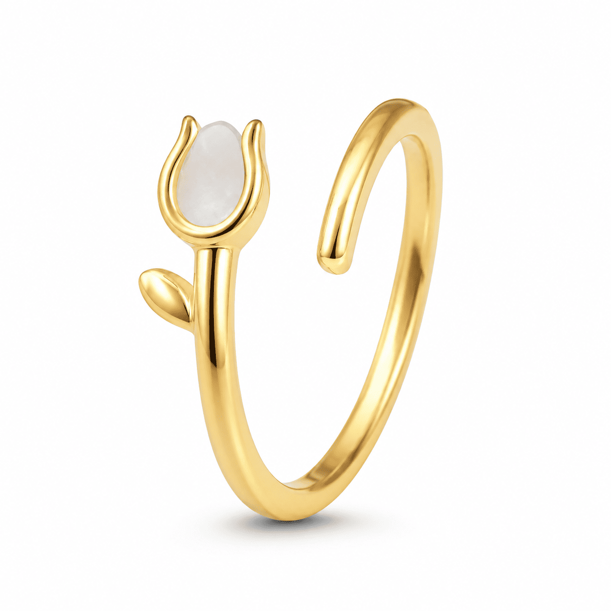 RUAAB Tulip adjustable ring in 925 sterling silver with mother-of-pearl