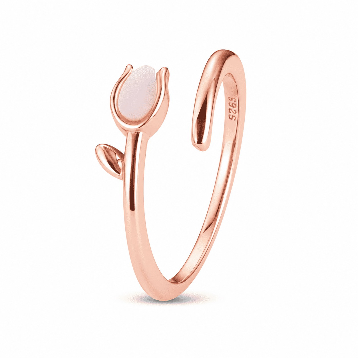 RUAAB Tulip adjustable ring in 925 sterling silver with mother-of-pearl