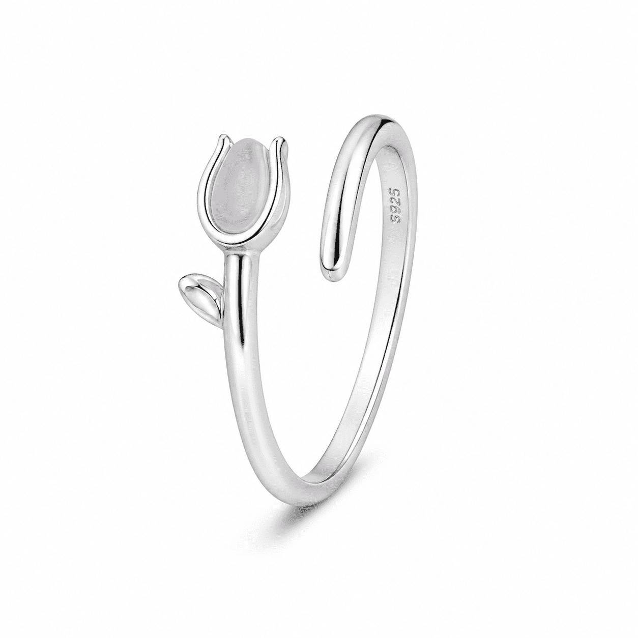 RUAAB Tulip adjustable ring in 925 sterling silver with mother-of-pearl