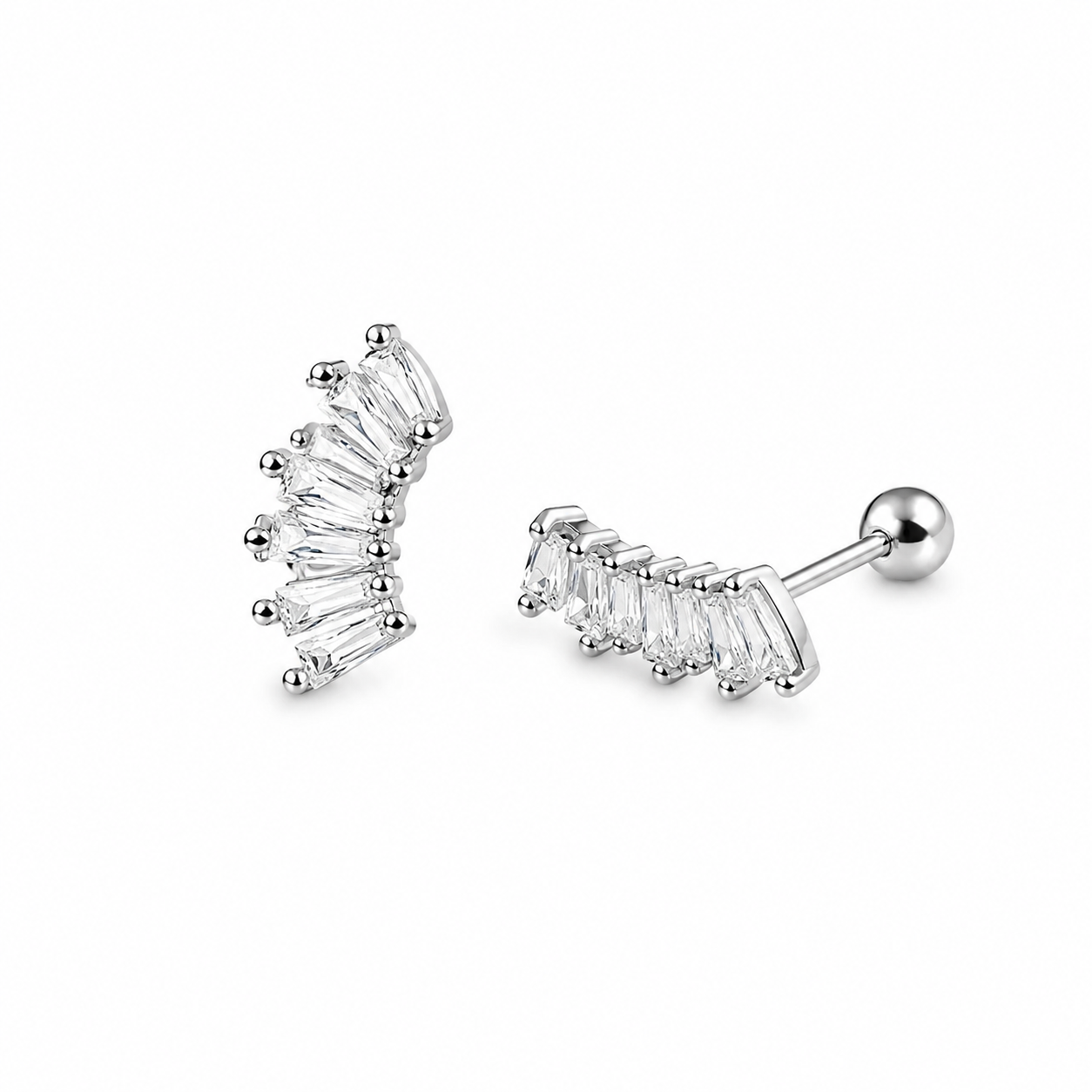 RUAAB Baguette Fan CZ 925 sterling silver stud earrings for women