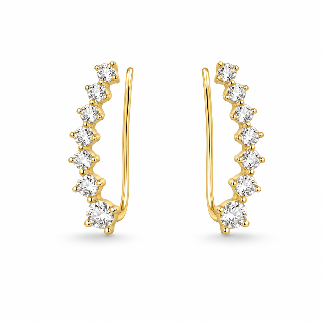 RUAAB Chevron Sparkle gold-finish 925 silver zig-zag CZ ear climber