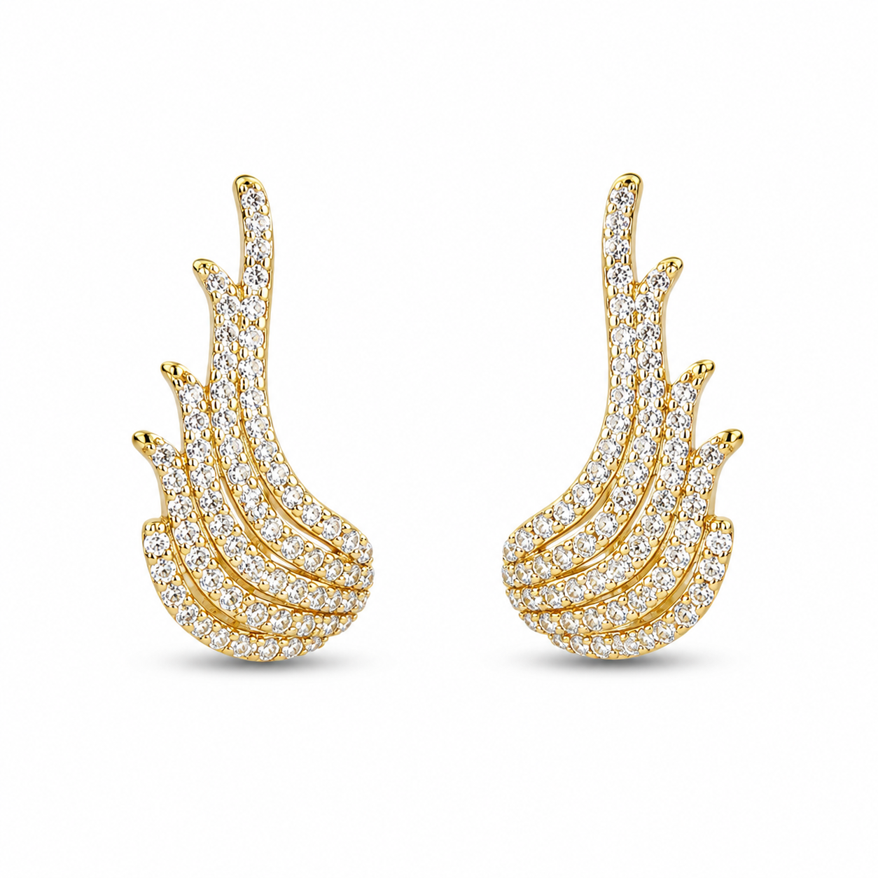 RUAAB Plume gold-finish 925 silver pavé CZ feather ear cuff