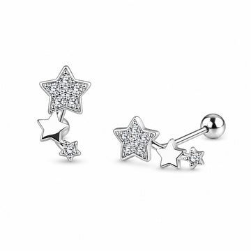 Shooting Star Stud Earrings – 925 Silver