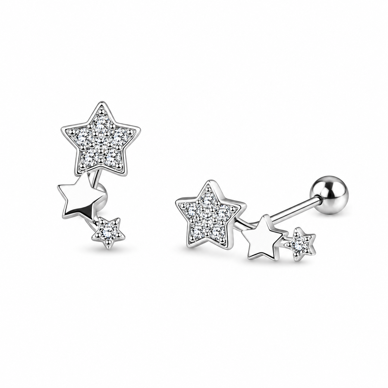 RUAAB Shooting Star CZ 925 sterling silver stud earrings for women