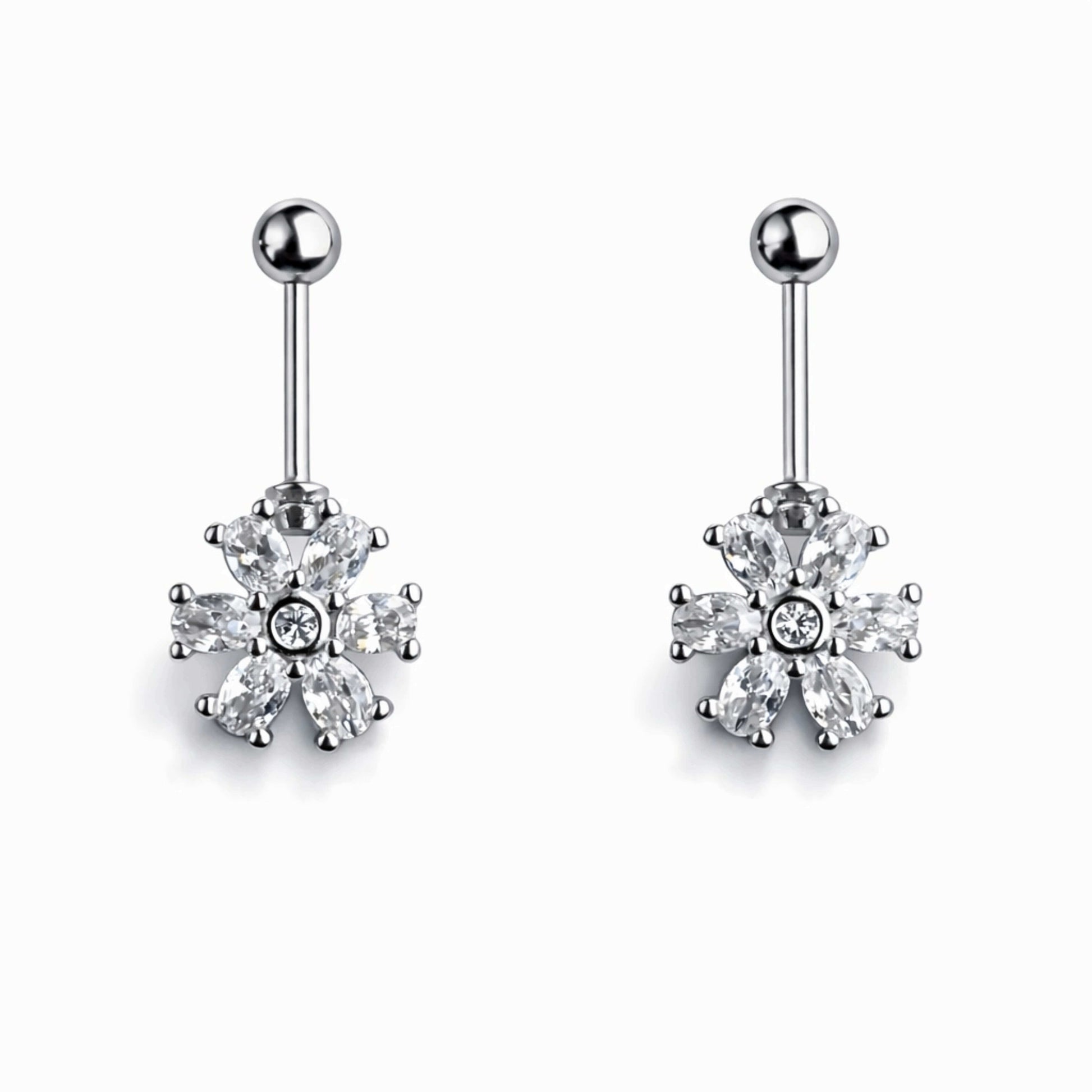 Daisy Bloom Helix Piercing in 925 sterling silver with CZ stones