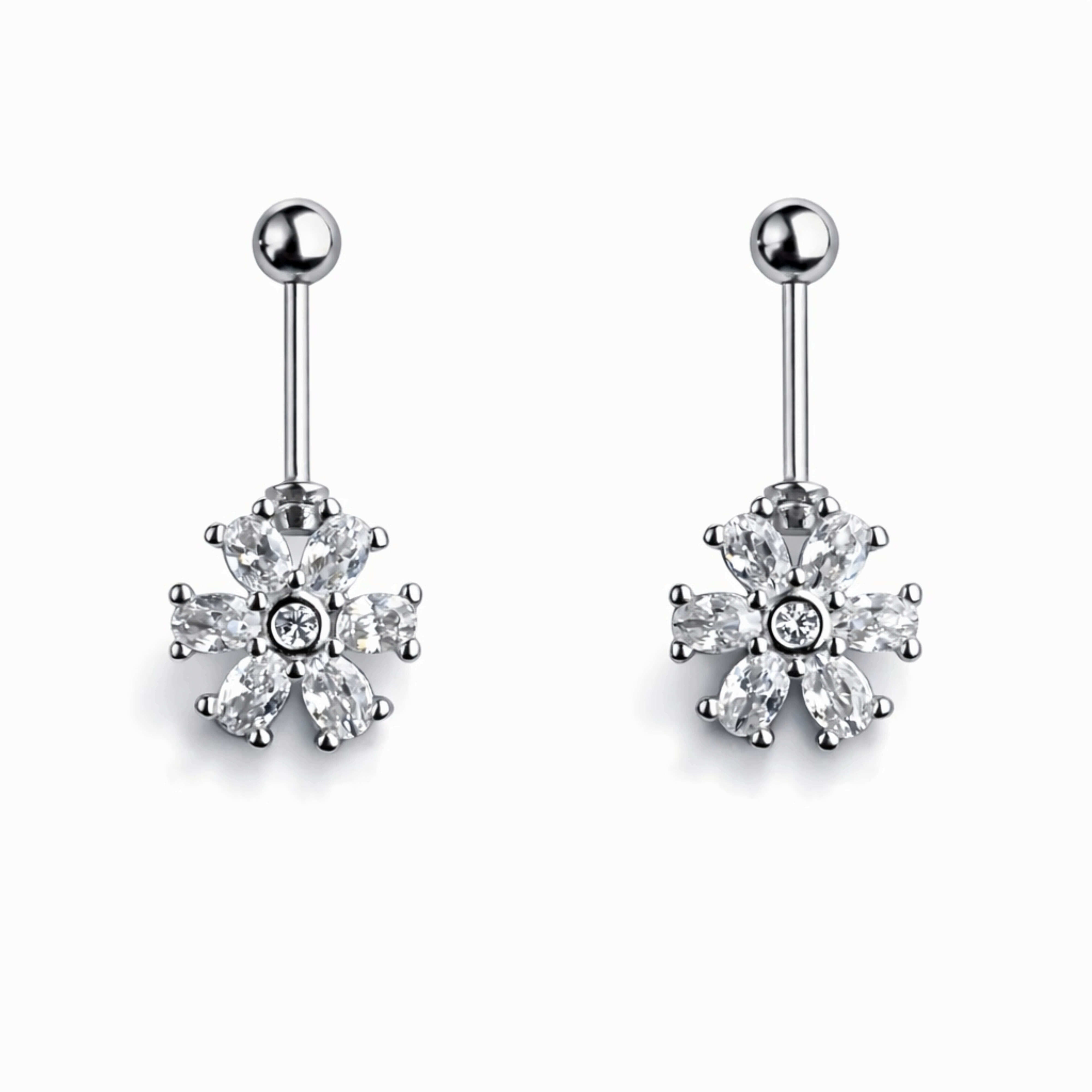 Daisy Bloom Helix Piercing in 925 sterling silver with CZ stones