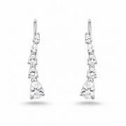 RUAAB Cascade Drop 925 silver ear climber with graduated CZ and pear drop