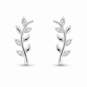 RUAAB Petite Vine 925 silver delicate leaf ear climber with pavé CZ