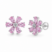 RUAAB Blush pink CZ 925 sterling silver flower stud earrings for women