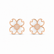 RUAAB Clover enamel stud earrings in rose-gold-finish 925 sterling silver with CZ centre