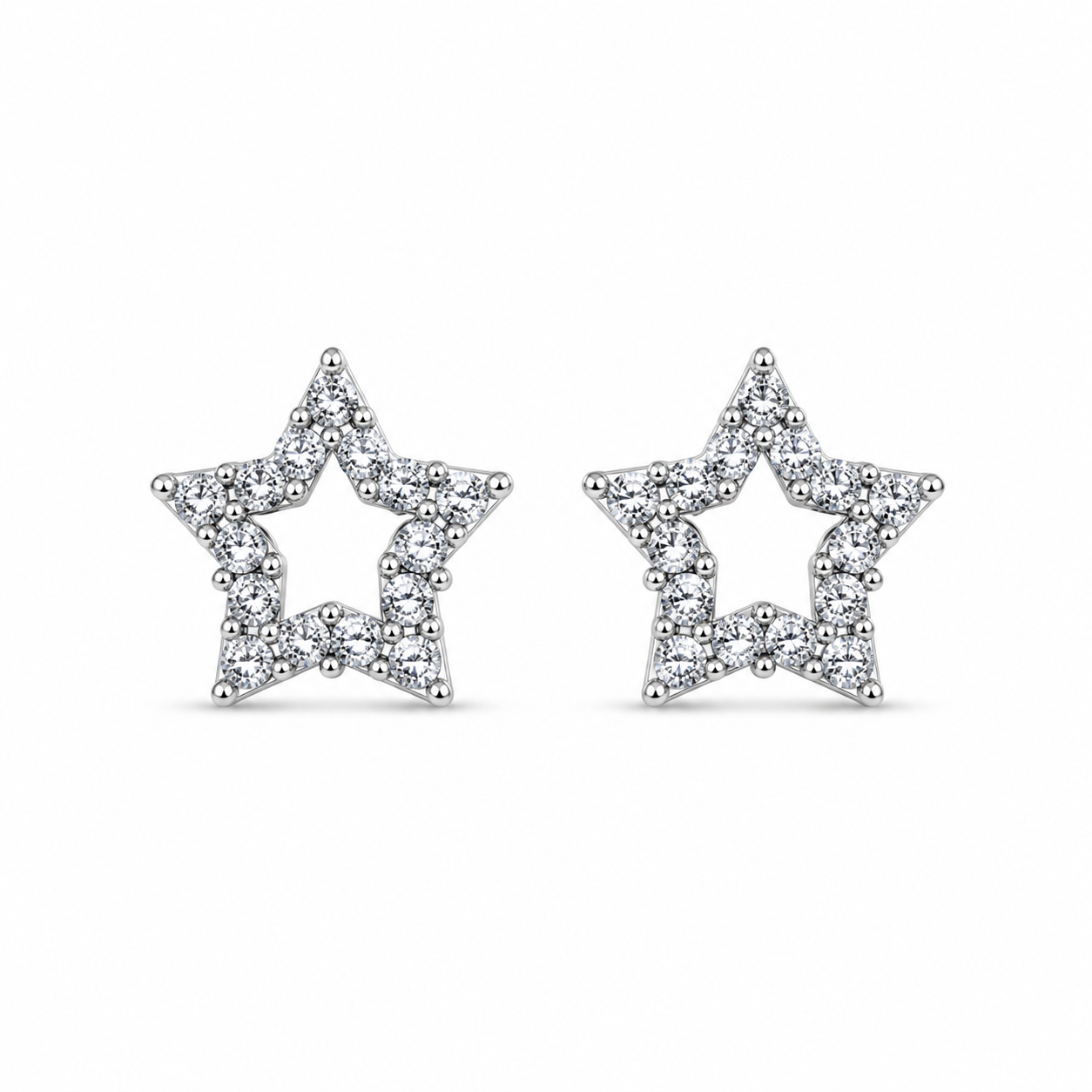 RUAAB Open Star CZ 925 sterling silver stud earrings for women