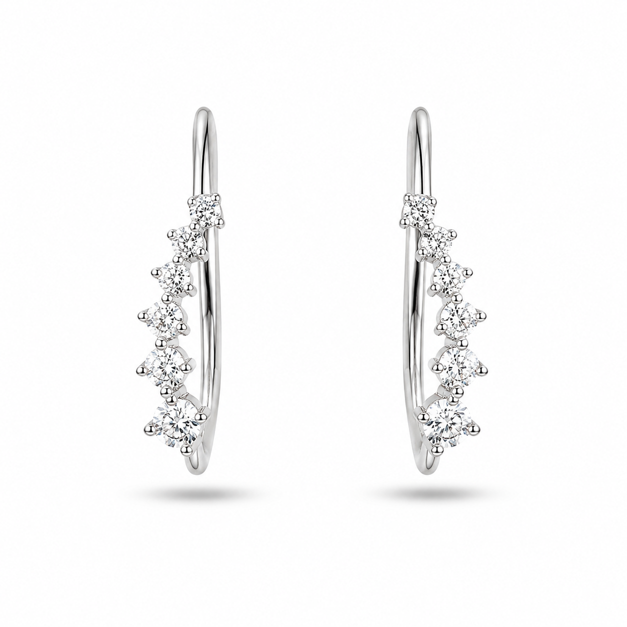 RUAAB Celeste Wave 925 silver curved ear climber with scattered CZ