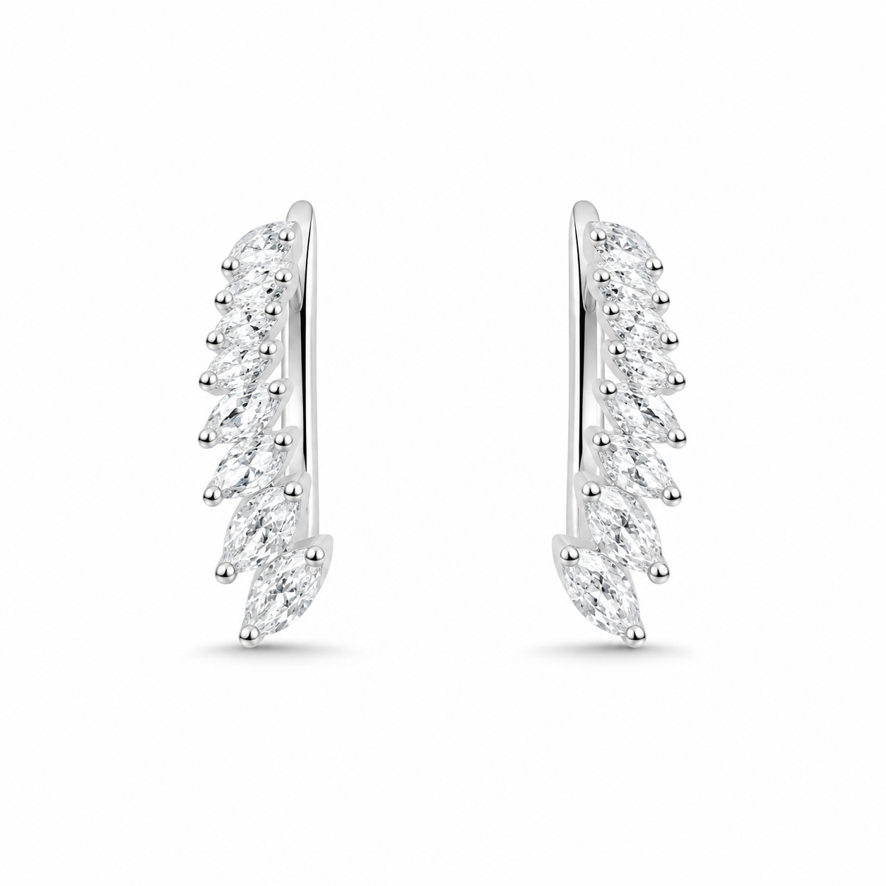 RUAAB Feather Marquise 925 silver ear climber with angled marquise CZ