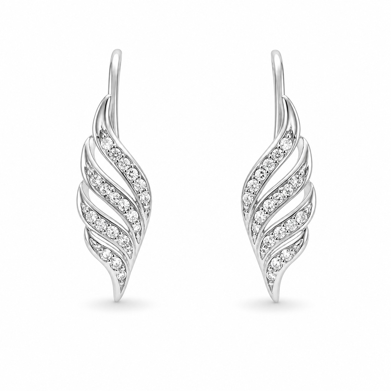 RUAAB Aurora Wing 925 silver angel wing ear cuff with pavé CZ