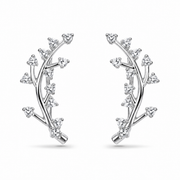 RUAAB Frost Branch 925 silver twig ear climber with scattered CZ blooms