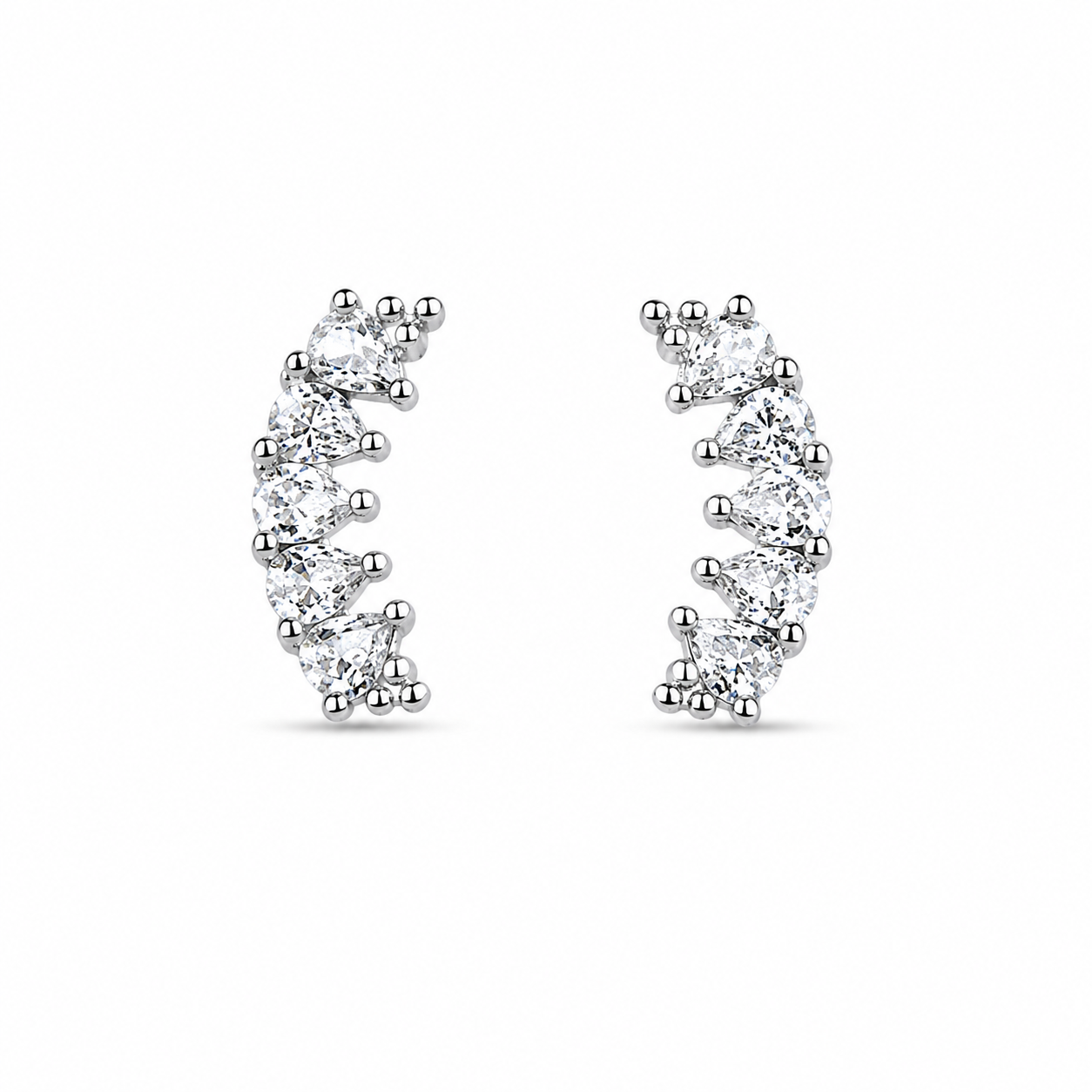 RUAAB Curved Sparkle CZ 925 sterling silver stud earrings for women