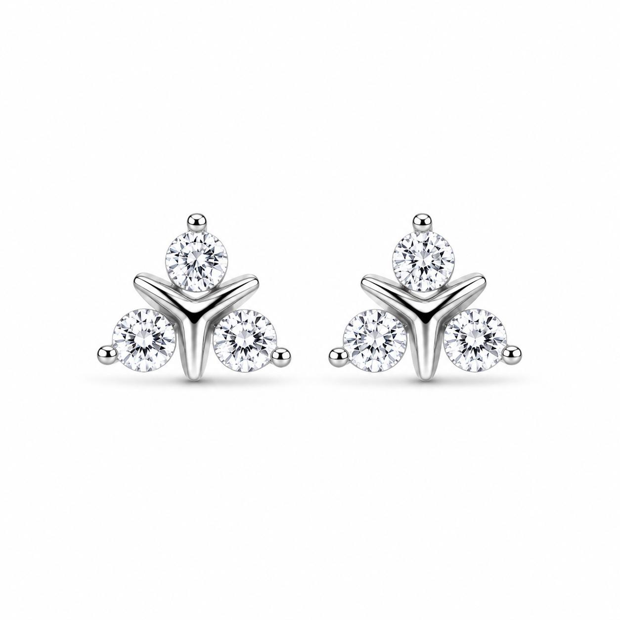 RUAAB Trio Cluster three-stone CZ 925 sterling silver stud earrings for women