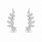 RUAAB Olive Bloom 925 silver ear climber with marquise leaves and CZ florets