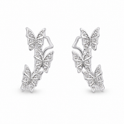 RUAAB Butterfly Trail 925 silver ear climber with pavé CZ butterflies