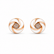 RUAAB Pinwheel enamel stud earrings in rose-gold-finish 925 sterling silver with CZ centre