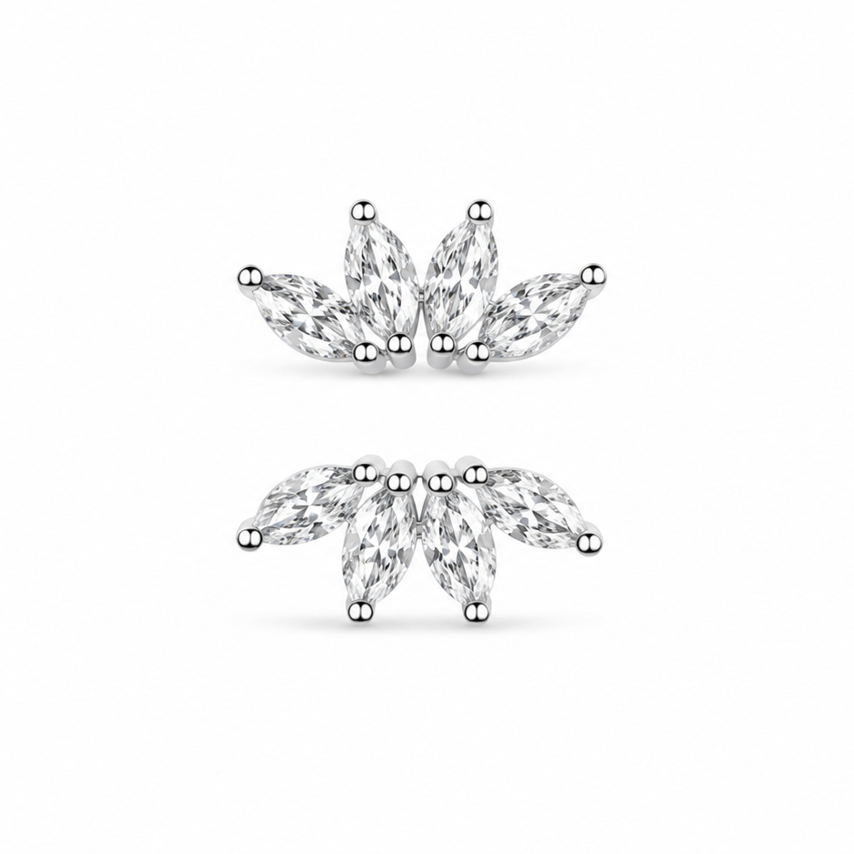 RUAAB Petite Marquise Fan CZ 925 sterling silver stud earrings for women