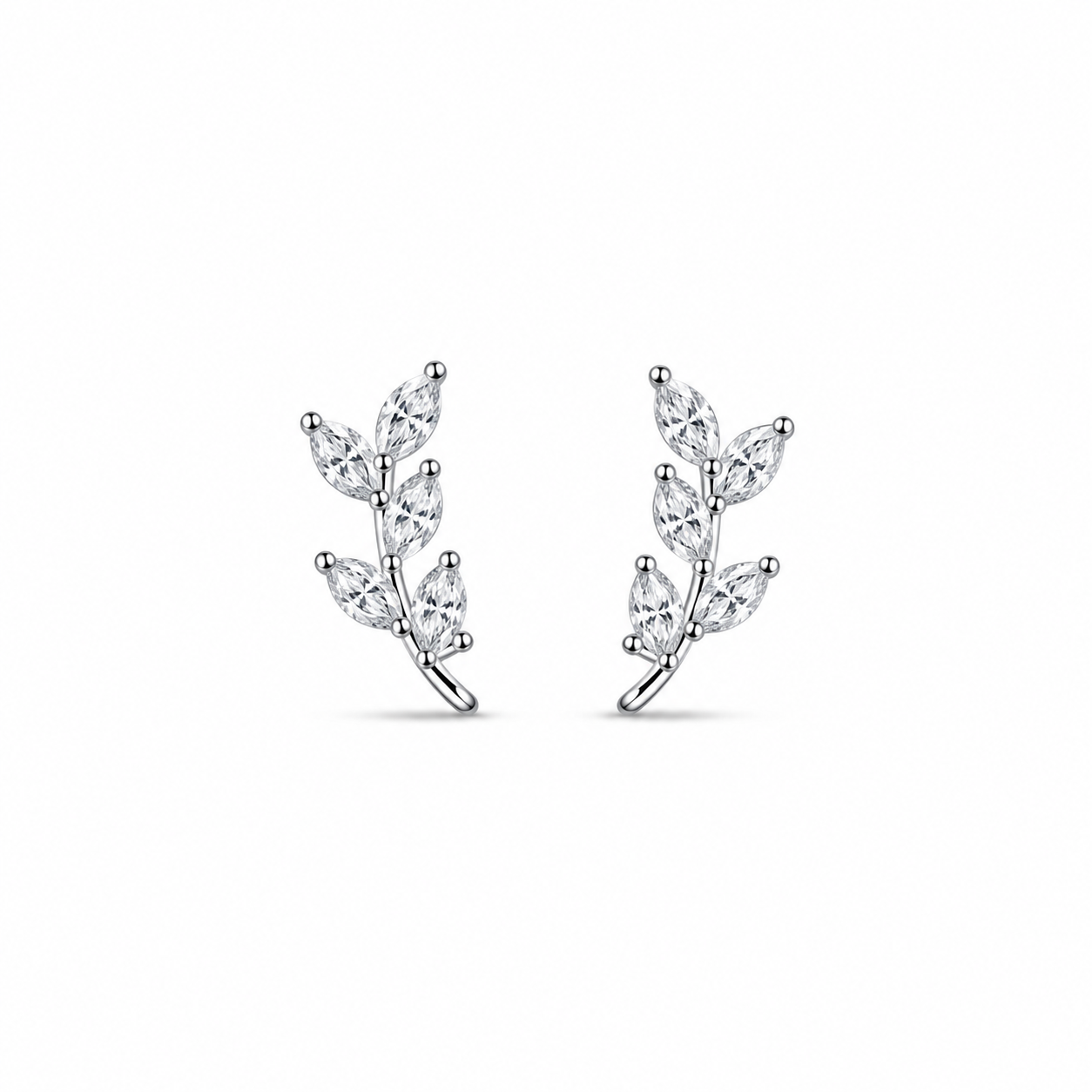 RUAAB Olive Leaf CZ 925 sterling silver stud earrings for women