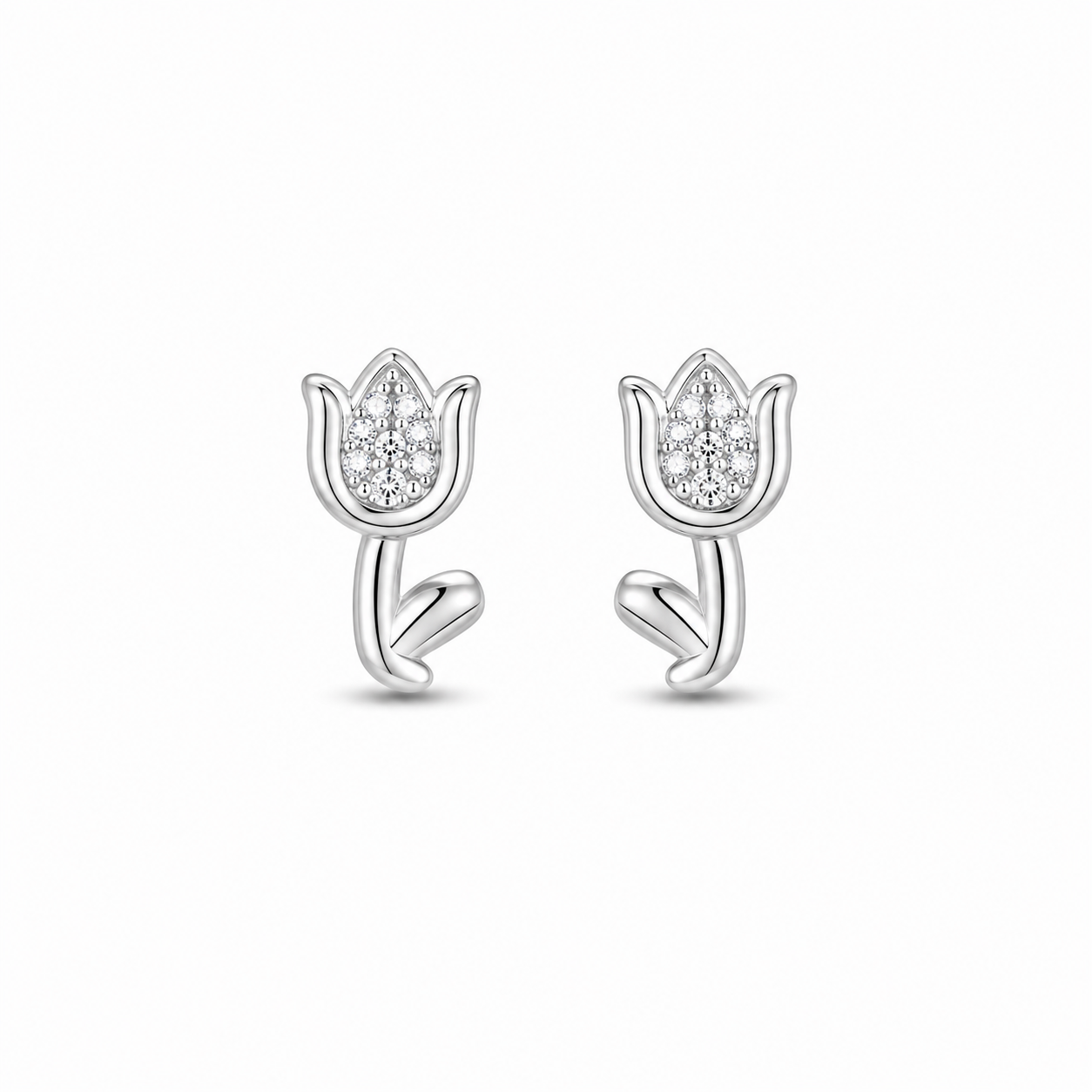 RUAAB Tulip flower CZ 925 sterling silver stud earrings for women