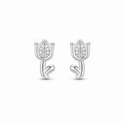 RUAAB Tulip flower CZ 925 sterling silver stud earrings for women